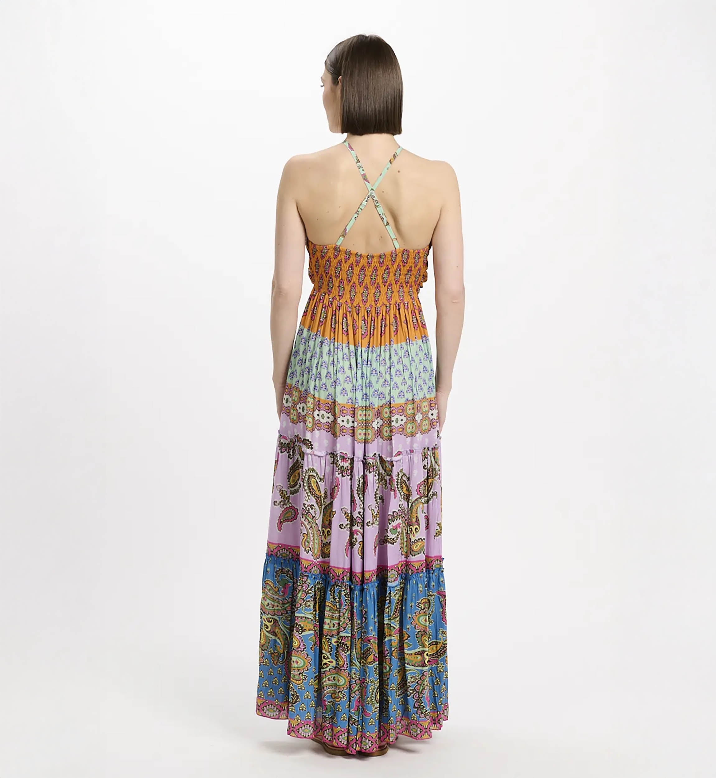 Vestido Bahya – Vestido largo con tirantes finos, de modal estampado, 100 % modal – Miss June Paris - 2