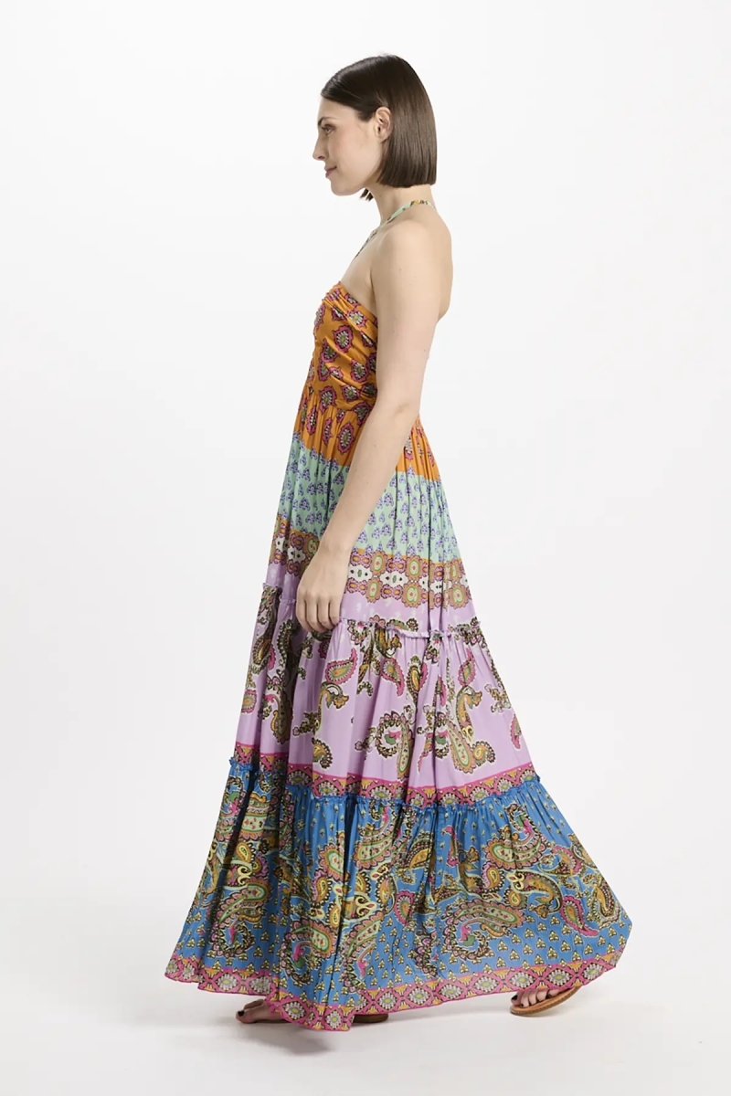 Vestido Bahya – Vestido largo con tirantes finos, de modal estampado, 100 % modal – Miss June Paris - 3