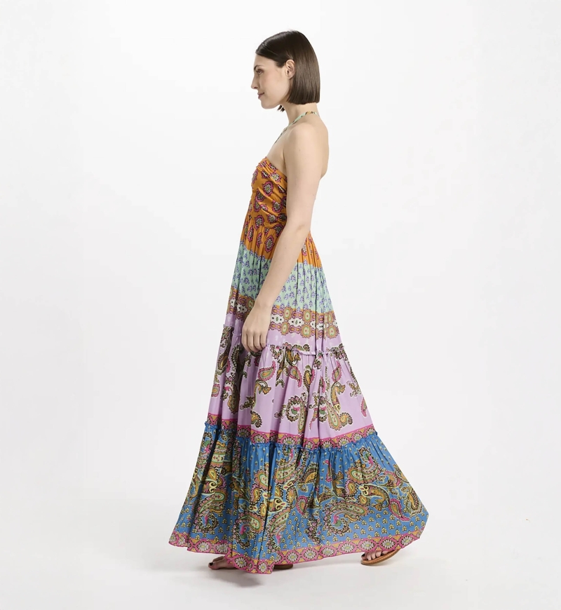 Robe Bahya – Robe longue à fines bretelles, en modal imprimé, 100 % modal – Miss June Paris - 3