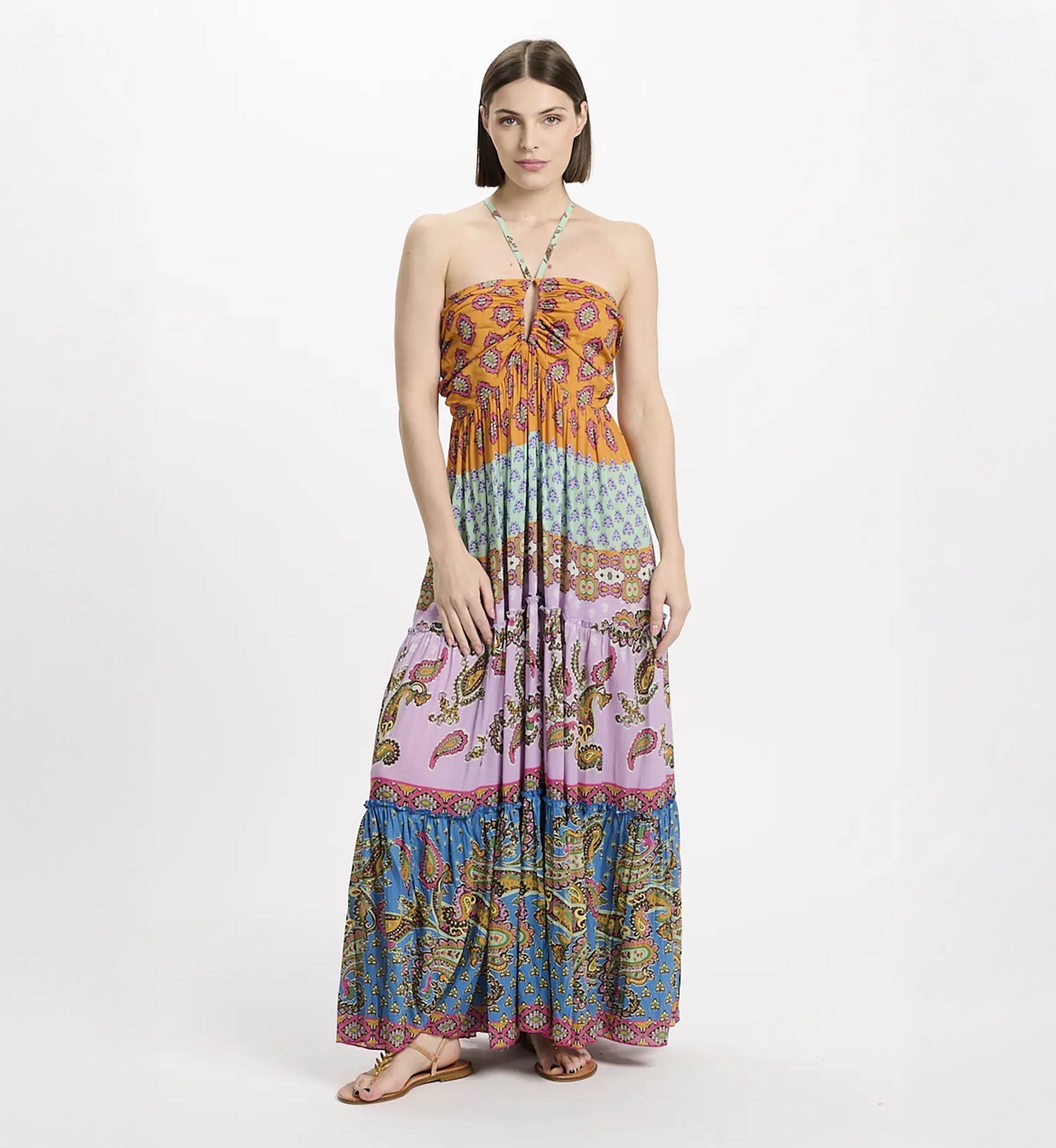 Vestido Bahya – Vestido largo con tirantes finos, de modal estampado, 100 % modal – Miss June Paris - 1