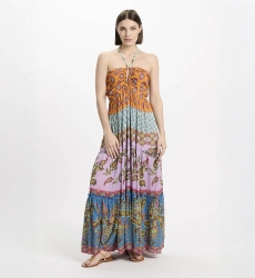 Robe Bahya – Robe longue à fines bretelles, en modal imprimé, 100 % modal – Miss June Paris - 1