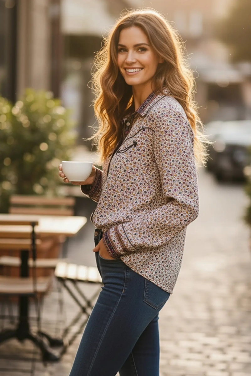 Top Joshua - chemise femme fluide - motif floral - Miss June Paris - 3