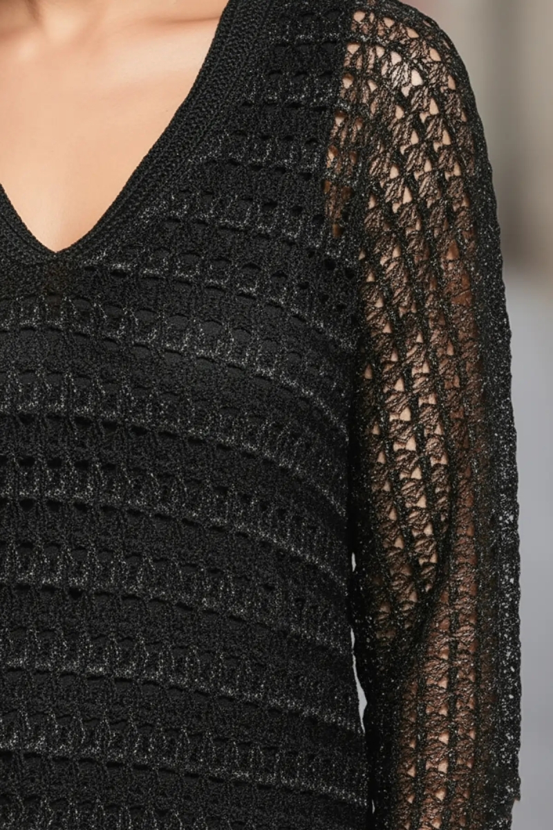 Blusa Derek - negra - manga larga - punto - Miss June Paris - 3