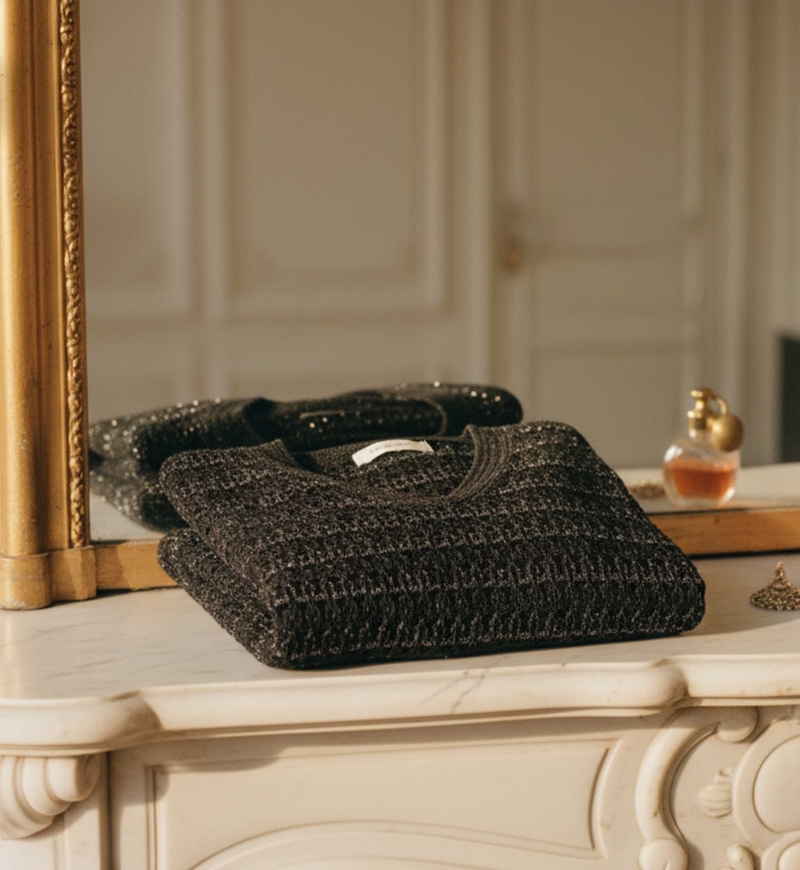 Derek blouse - black - long sleeves - knit - Miss June Paris - 1