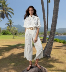 Leni floral broderie anglaise pants - 100% cotton - Miss June Paris - 1