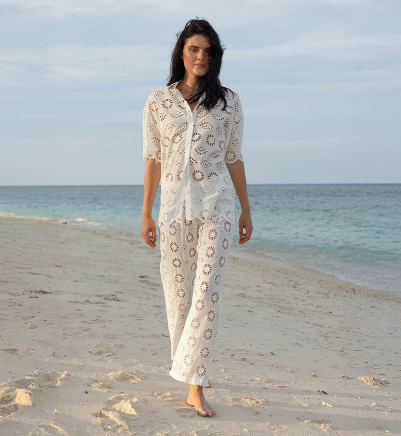 Mira shirt in English embroidery - white - 100% cotton - Miss June Paris - 2