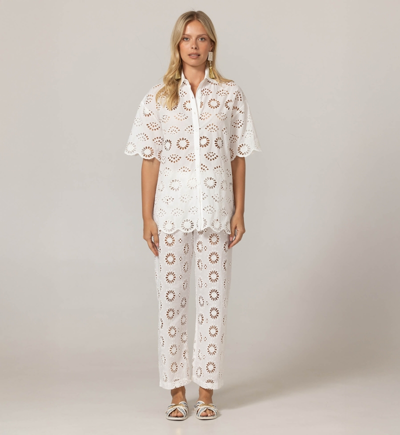 Chemise Mira en broderies anglaises - blanche - 100% coton - Miss June Paris - 3