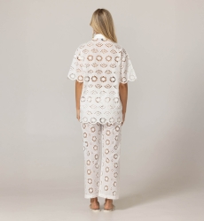 Chemise Mira en broderies anglaises - blanche - 100% coton - Miss June Paris - 4