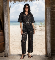 Chemise Mira en broderies anglaises - noire - 100% coton - Miss June Paris - 6