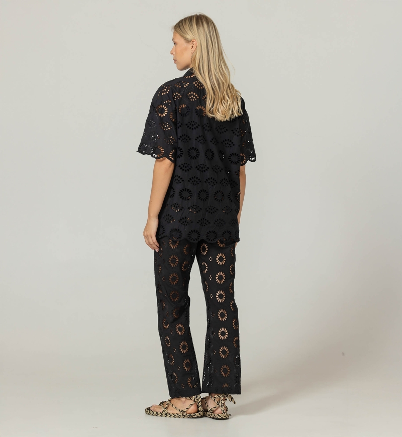 Mira shirt in English embroidery - black - 100% cotton - Miss June Paris - 9