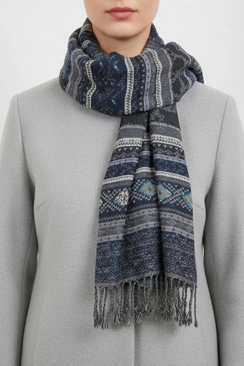 echarpe kendra - laine Bleu - 2