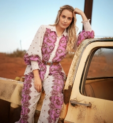 Chemise Viki – Chemise à manches longues, en coton slub imprimé, 100 % coton – Miss June Paris