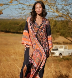 Robe Lior – Robe longue à manches longues, en rayonne imprimée, 100 % rayonne – Miss June Paris