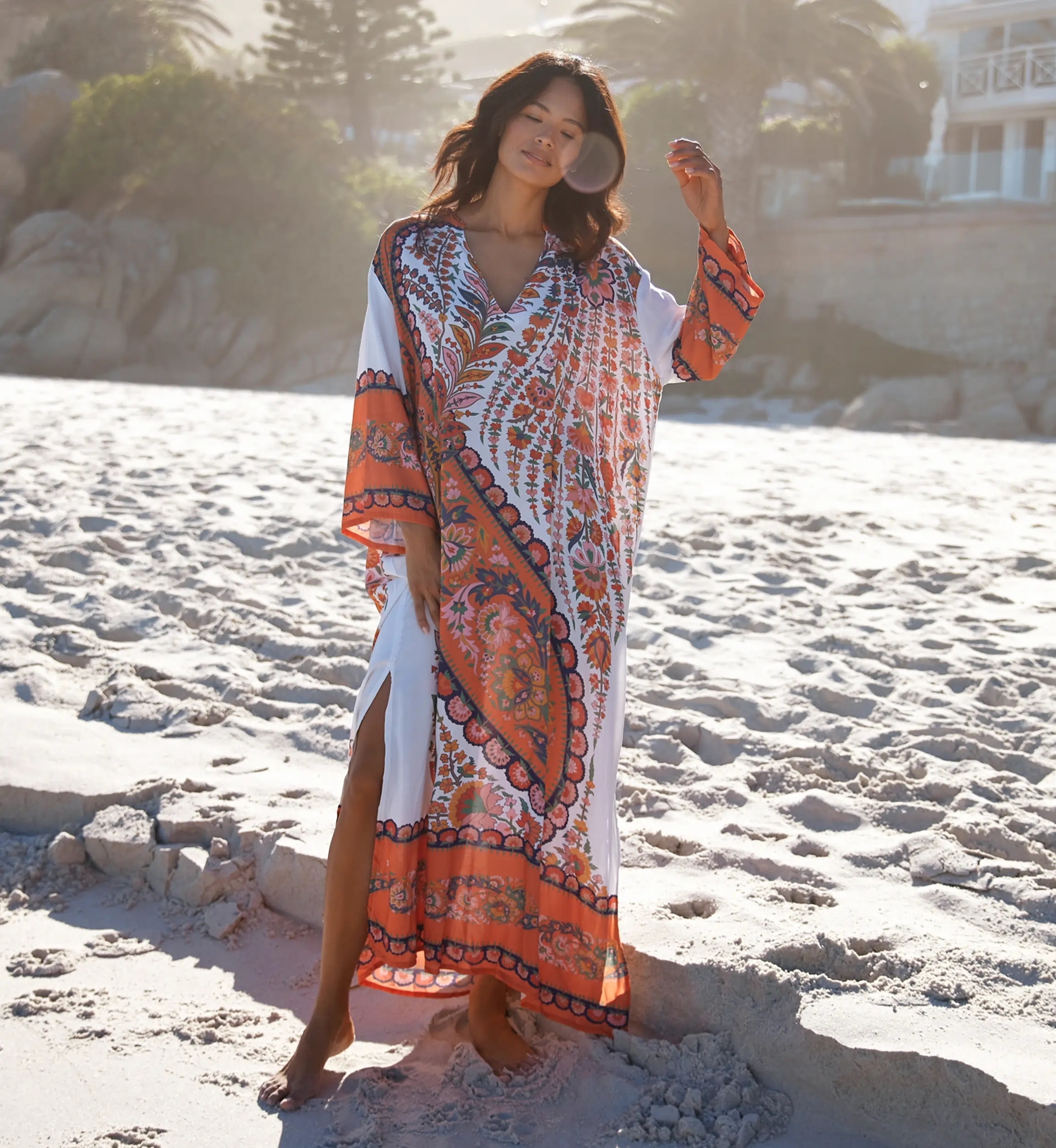 Robe Lior – Robe longue à manches longues, en rayonne imprimée, 100 % rayonne – Miss June Paris