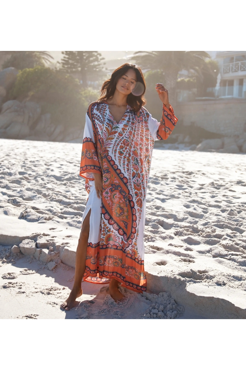 Robe Lior – Robe longue à manches longues, en rayonne imprimée, 100 % rayonne – Miss June Paris