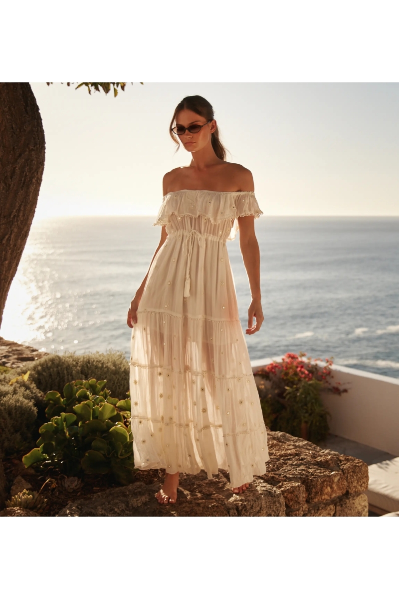 robe longue boheme blanche KATE  - Miss June