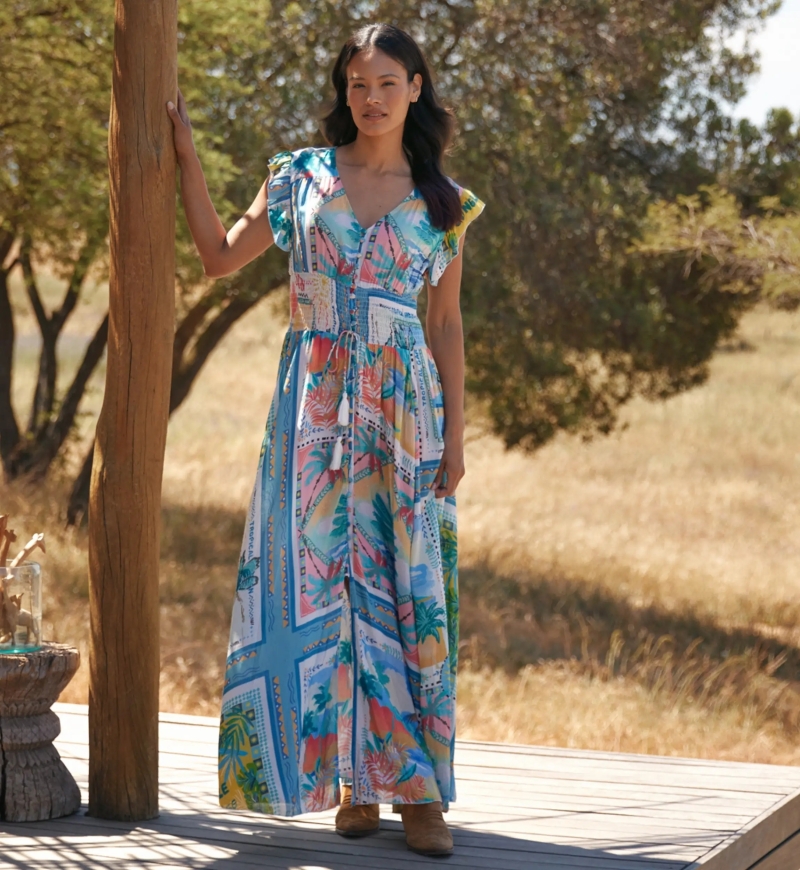 Miss June Paris — Vestido Largo Taly Multicolor en Modal