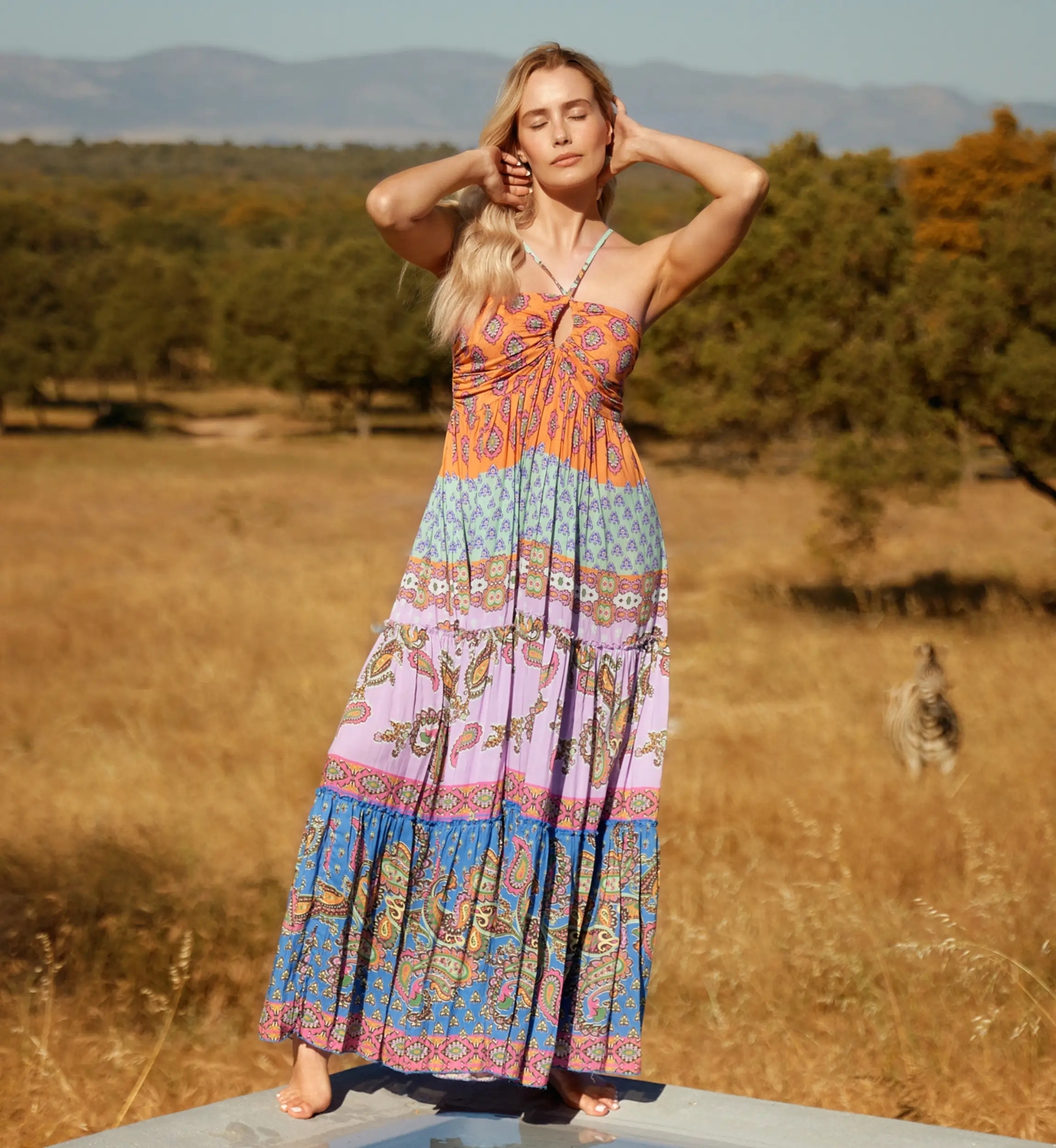 Miss June Paris — Vestido Largo Bahya Modal Impreso Multicolor