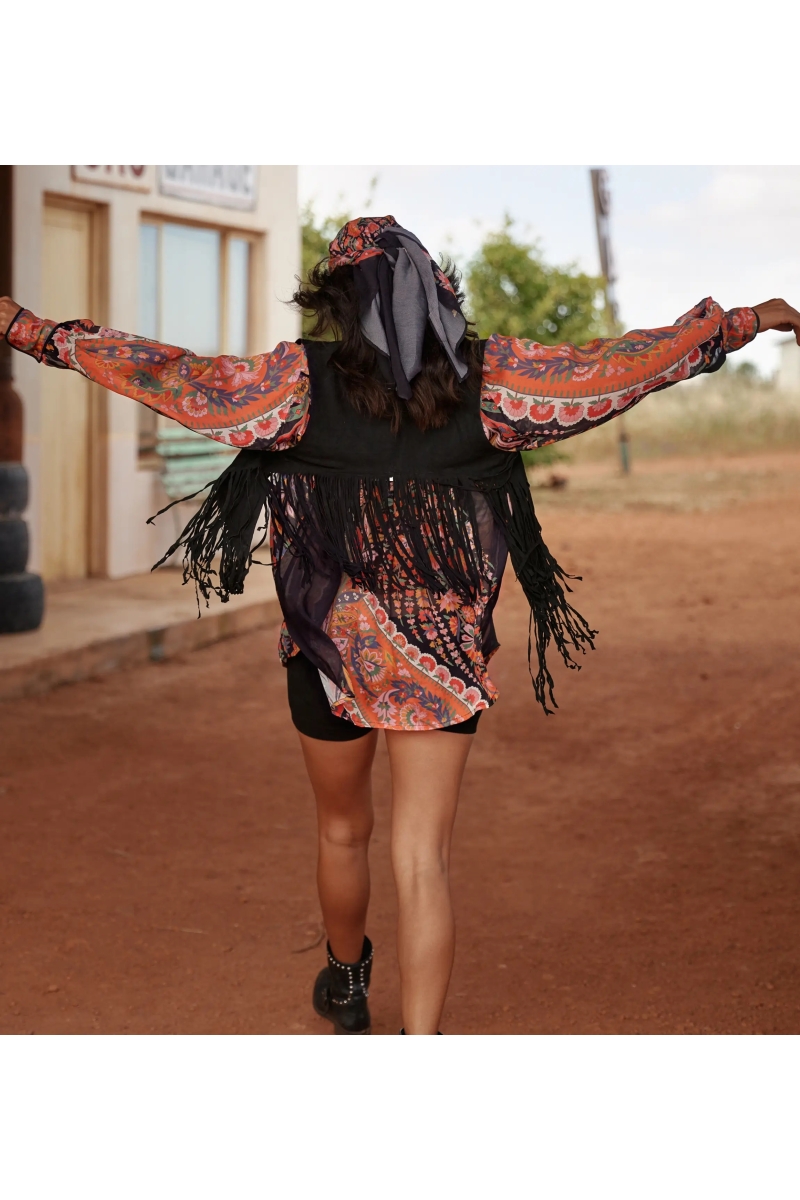 Miss June Paris — Gilet Rock 100% Leather Suede