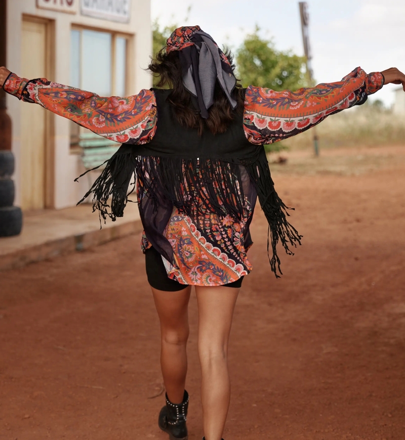 Miss June Paris — Gilet Rock 100% Leather Suede