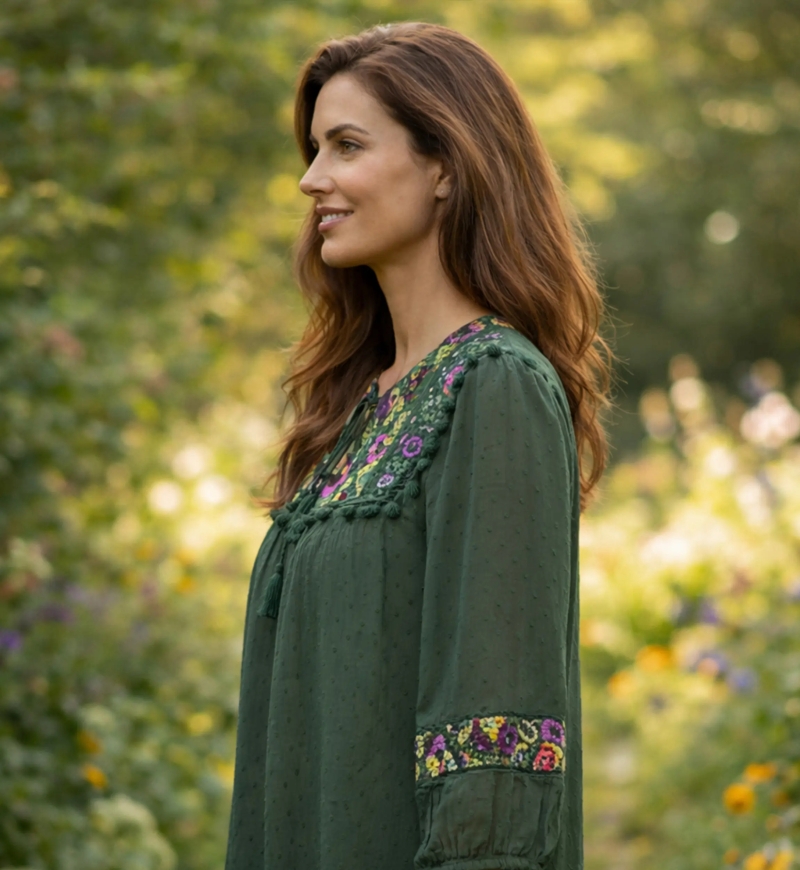 Miss June Paris — Plumetis Fluid Bohemian Blouse