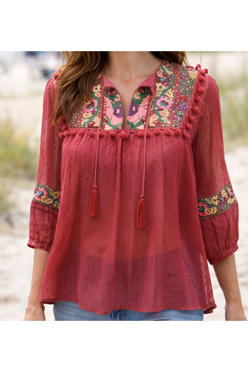 Miss June Paris — Plumetis Fluid Bohemian Blouse