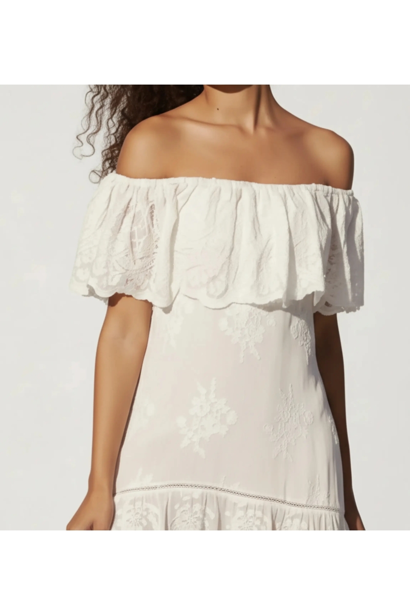 Miss June Paris — Vestido Bardot Asimétrico Blanco