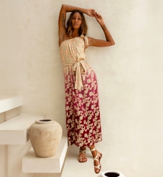 Euphoria Off Shoulder Dress Burgundy Gold | Miss June Paris