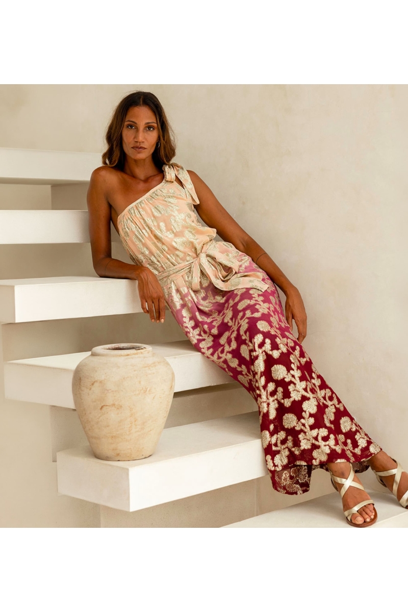 Robe Euphoria Off Shoulder Bordeaux Or | Miss June Paris