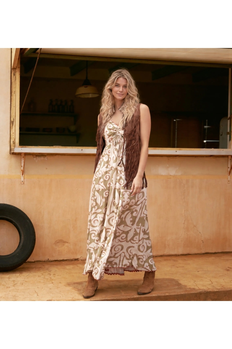 Robe Longue Becky en Viscose Motif Baroque | Robes longues — Miss June