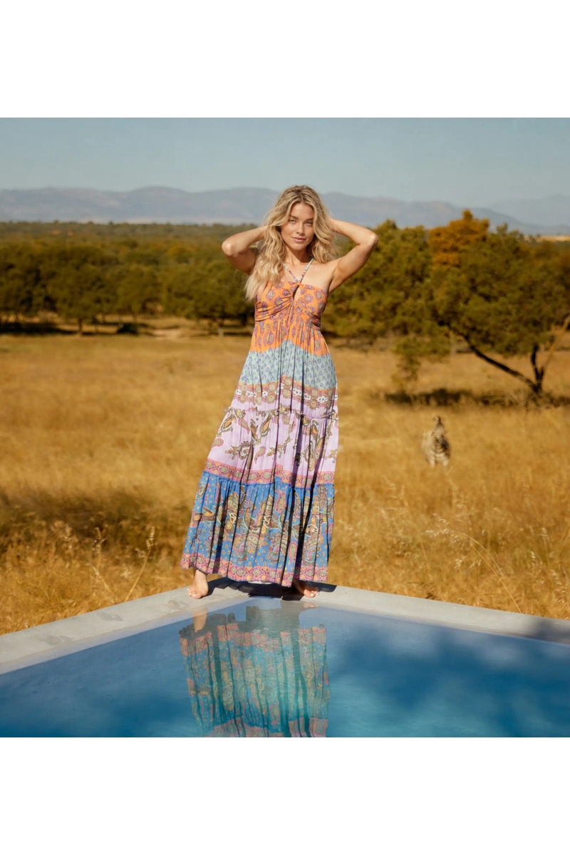Vestido Largo Bahya Modal Impreso Multicolor | Vestidos Largos — Miss 