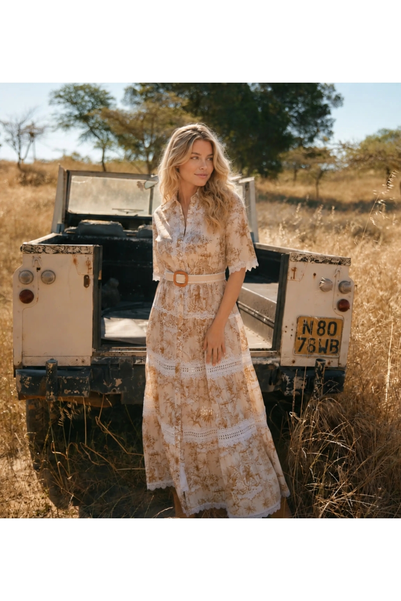Vestido Largo Aliza Beige | Vestidos Largos — Miss June Paris