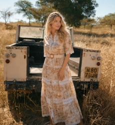 Aliza Beige Maxi Dress | Long Dresses — Miss June Paris