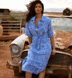 Long Dress Marlo Bohemian Chic in Mandala Print Blue Cotton | Long Dre