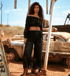 Rina Pants English Embroidery in Rayon Lurex | Trousers — Miss June Pa