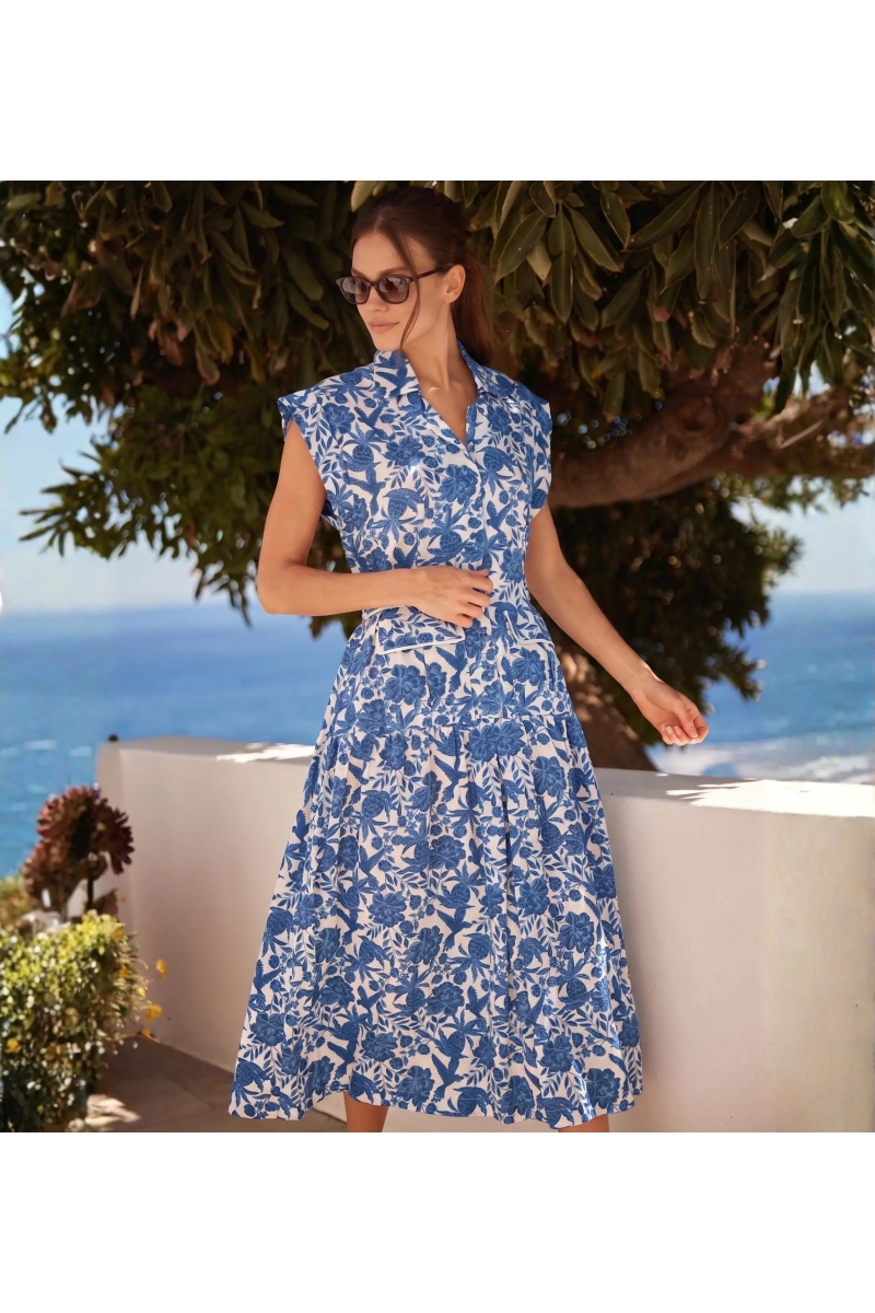 Long Dress Tilda in Indigo Blue Cotton Bohemian Chic | Long Dresses — 