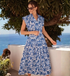 Robe Longue Tilda en Coton Bleu Indigo Bohème Chic | Robes longues — M