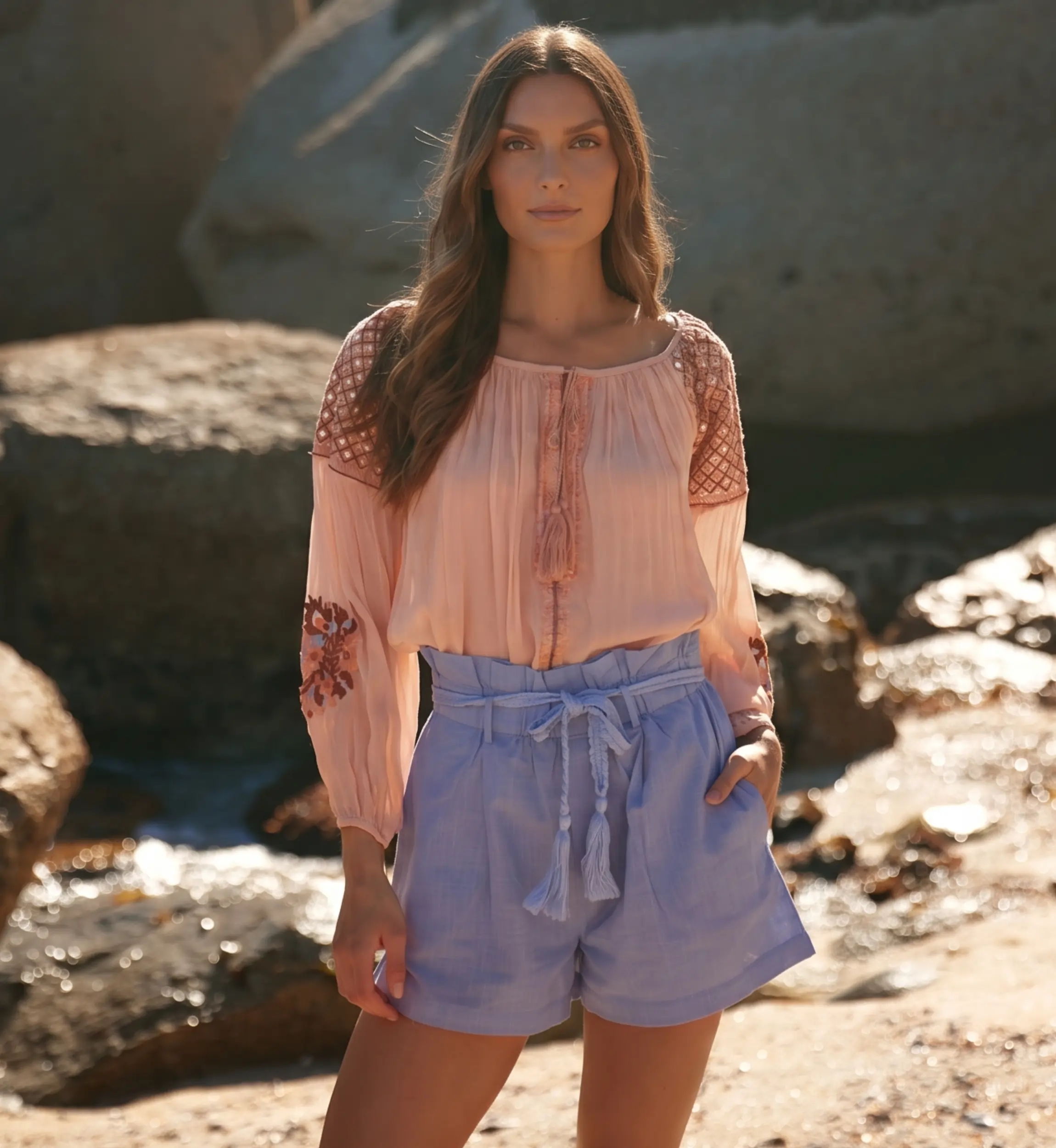 Luciana Cotton Blue Shorts | Short — Miss June Paris