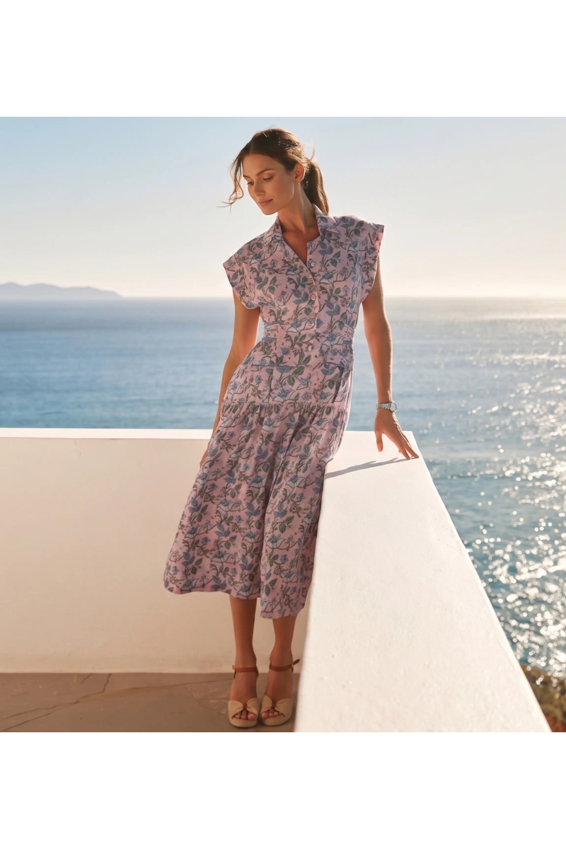Vestido Midi Bruna Rosa | Vestidos Largos — Miss June Paris
