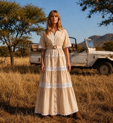 Miss June Paris, Long Dress Betty in Cotton English Embroidery