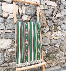 Fouta de Playa Seychelles – verde/amarillo/marrón – estilo bohemio – con flecos – Miss June Paris – 1