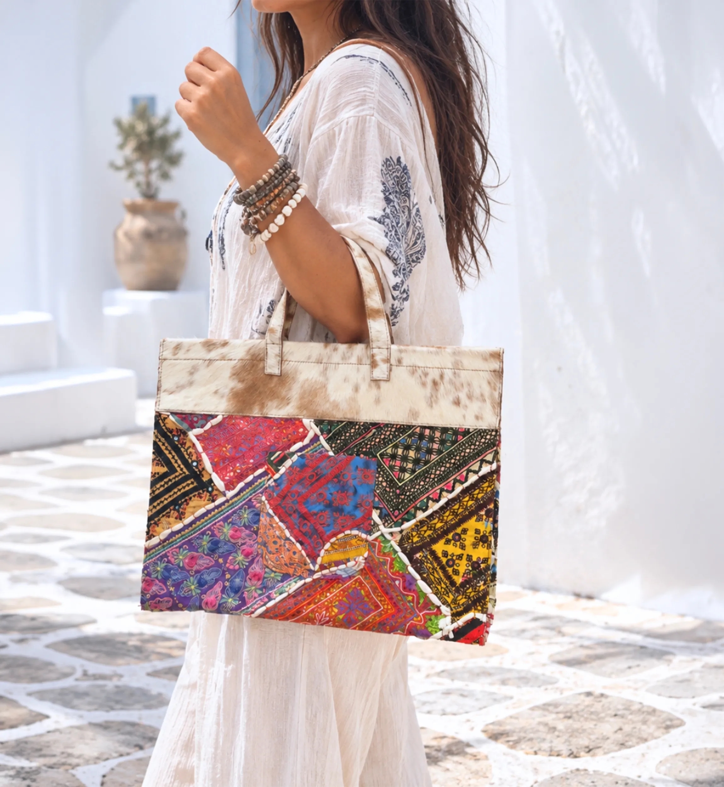 Bolso Patchwork Cuero Grande | Capazo Boho | Miss June