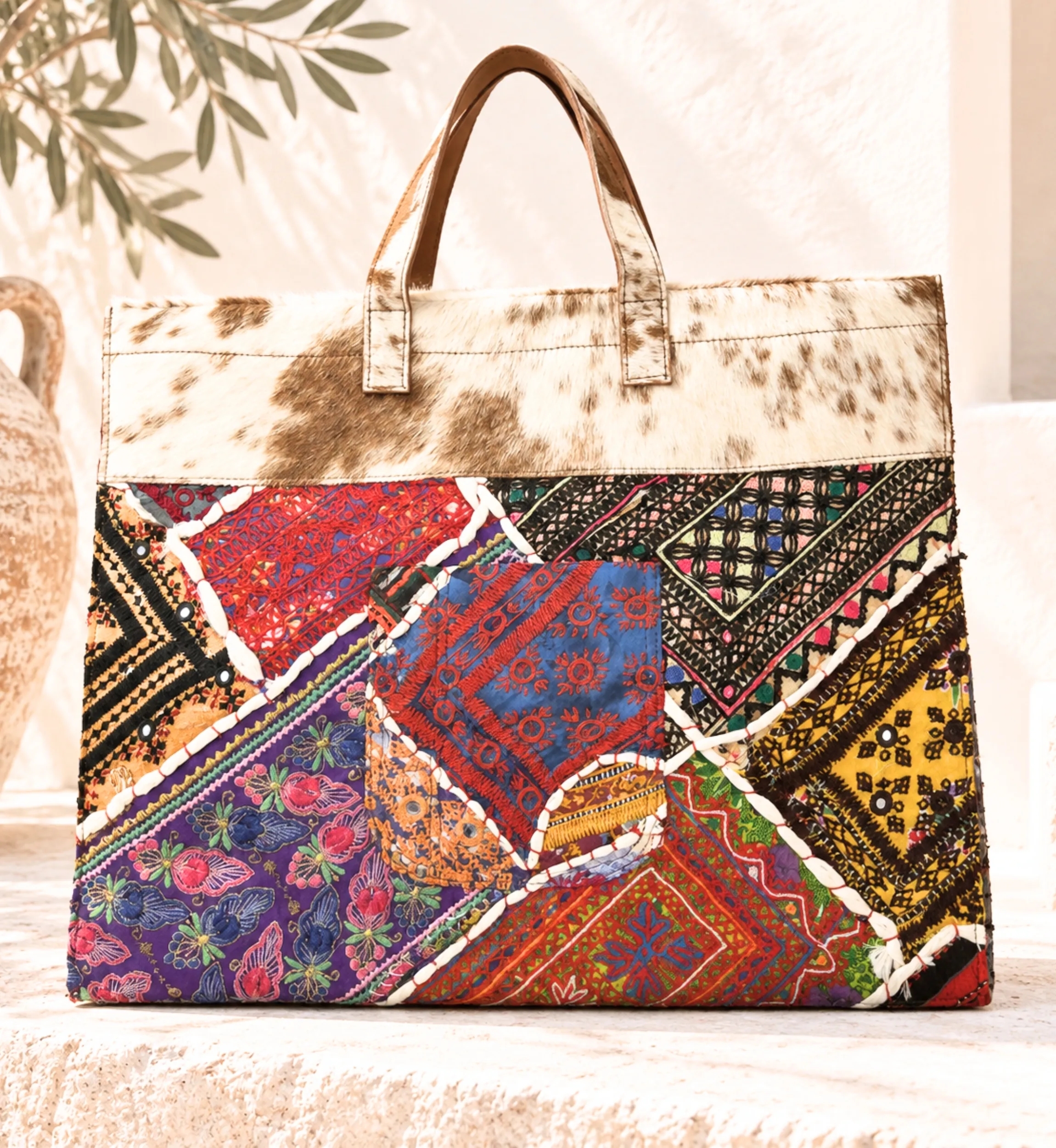 Grand Sac Patchwork Cuir | Cabas Bohème | Miss June