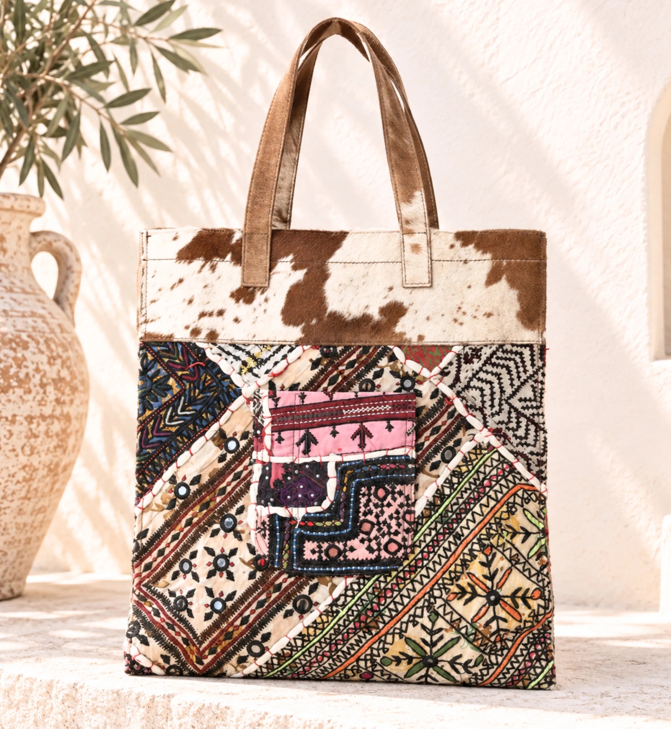 Sac Tole Cuir Brodé | Sac Bohème Chic | Miss June Paris