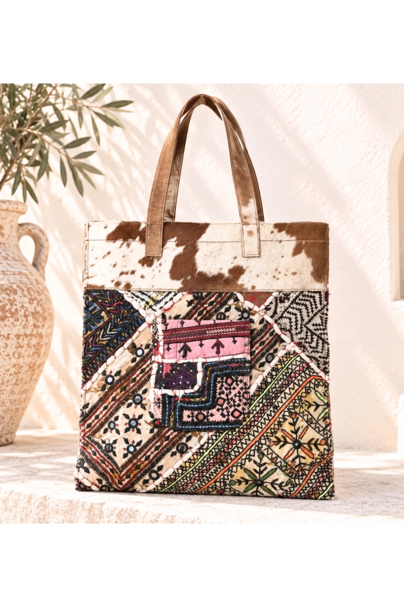 Sac Tole Cuir Brodé | Sac Bohème Chic | Miss June Paris
