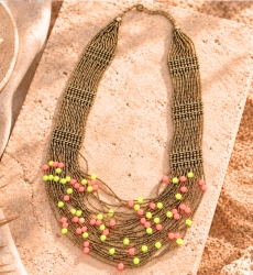 Collar babero Lantana multivueltas coral | Miss June Paris