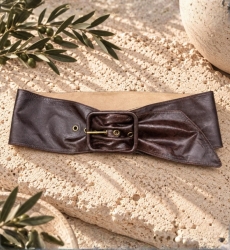 Ceinture large Lola en cuir gris ou marron | Miss June Paris