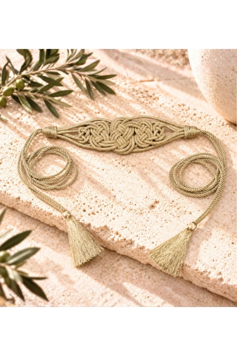 Chloe Gold Braided Belt with Tassels | Miss June Paris