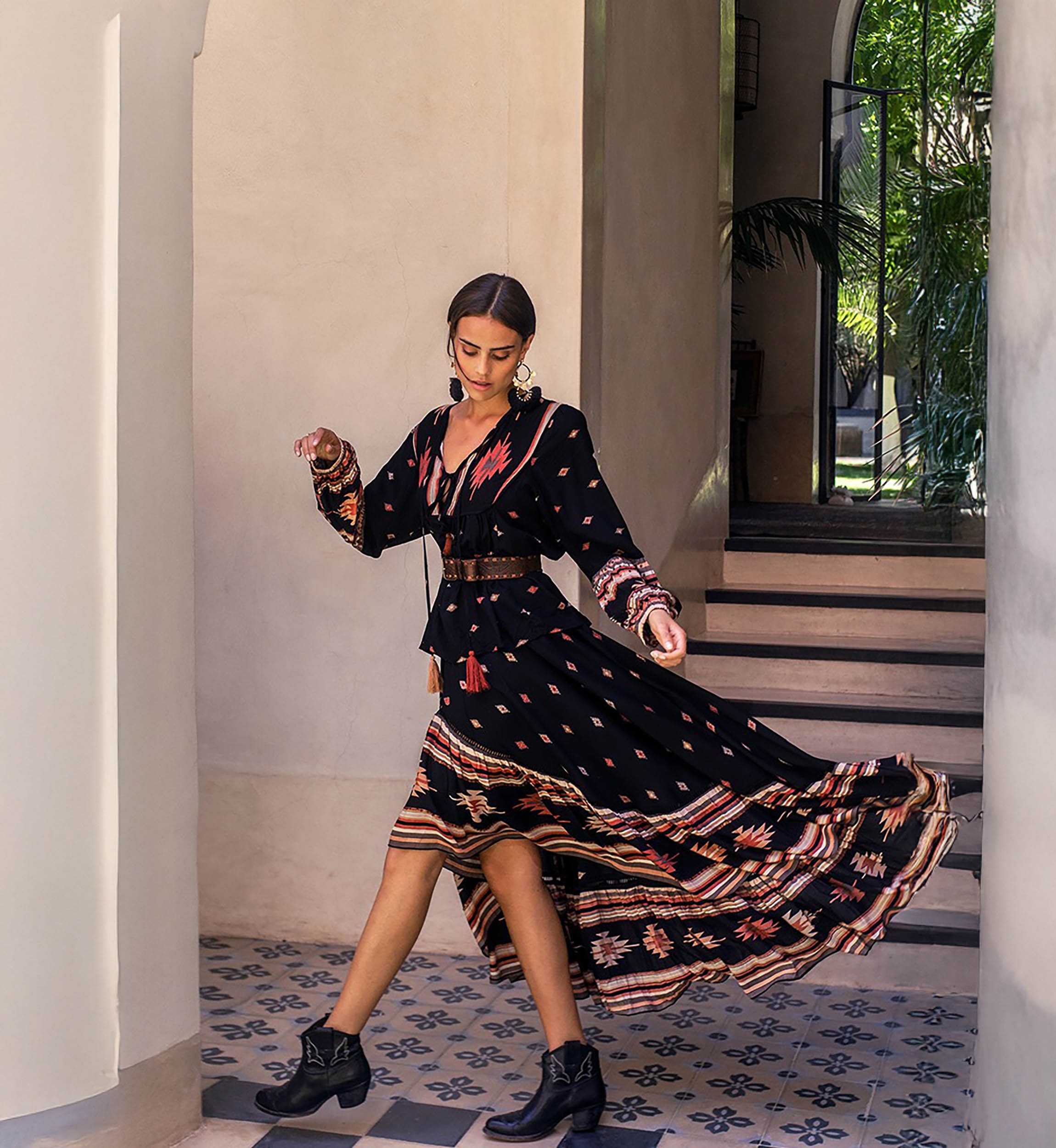 jupe long asymetrique boheme BILLIE - Miss June