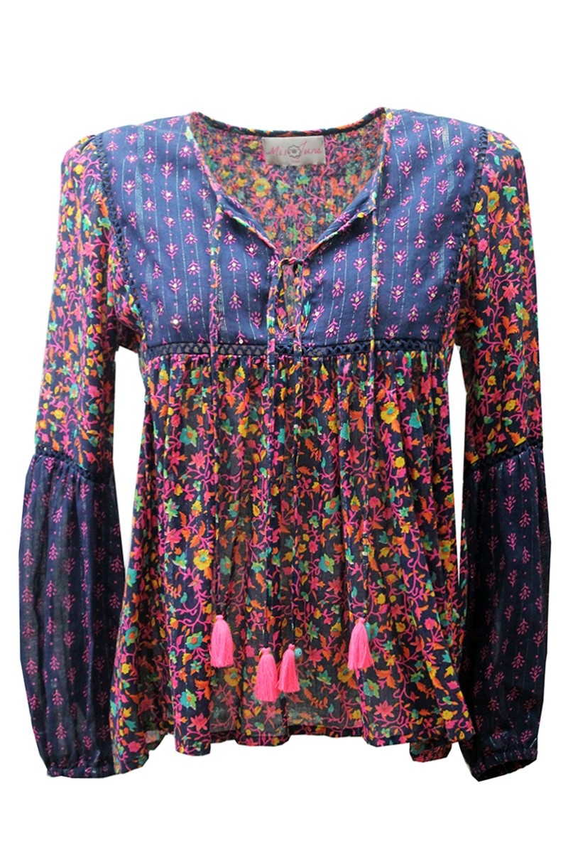 blouse BUBBLES - manche longue - voile de coton - bohème  - Miss June Paris - 4